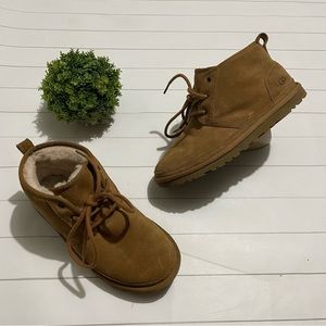 UGG Neumel 322C Brown Tan Leather Lace Up Short Mini Boots Shoes Women’s 8